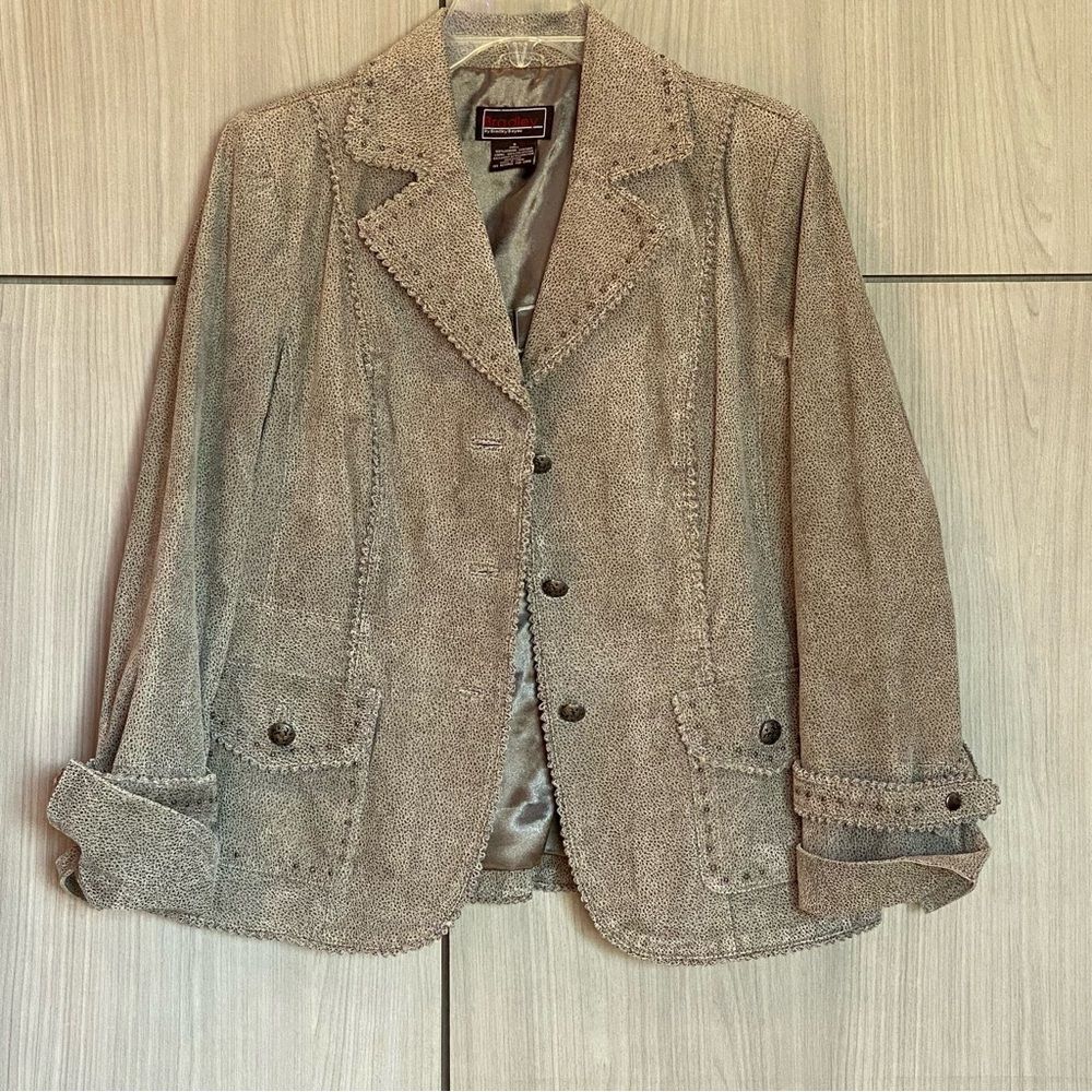 Bradley by Bradley Bayou Suede Leather Studded Moto Jacket Small